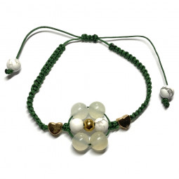 Bracelet Boules Macramé en Howlite & en Jade