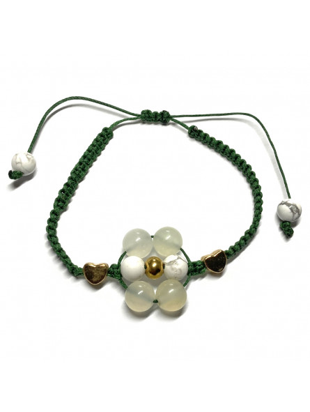 Bracelet Boules Macramé en Howlite & en Jade