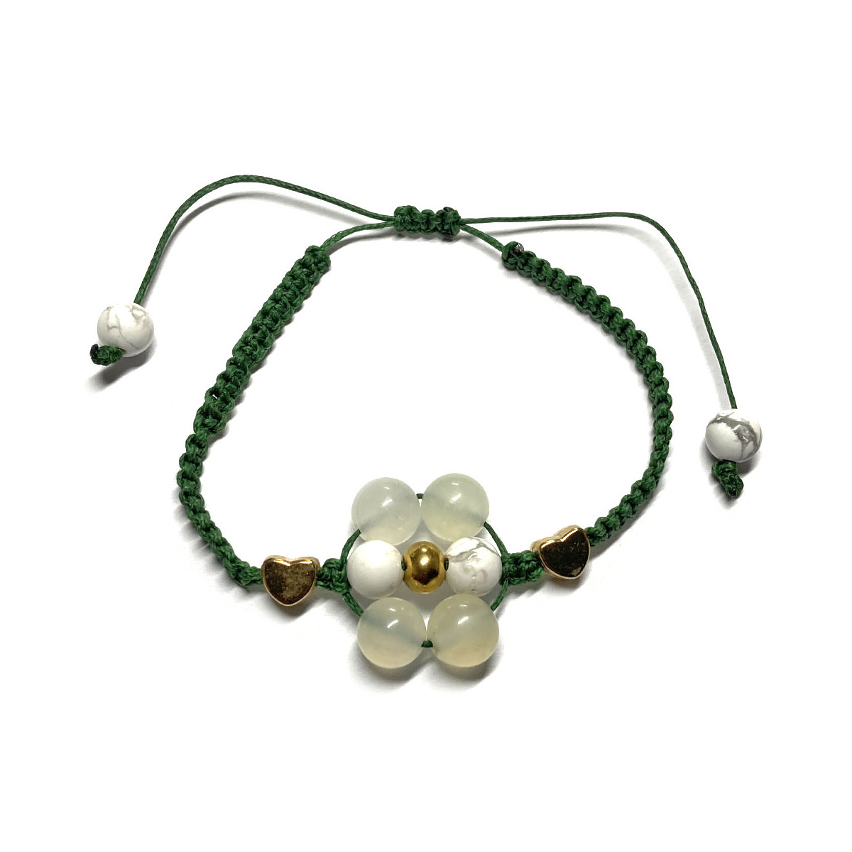 Bracelet Boules Macramé en Howlite & en Jade