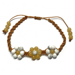 Bracelet Boules Macramé en Howlite & Aventurine Rouge