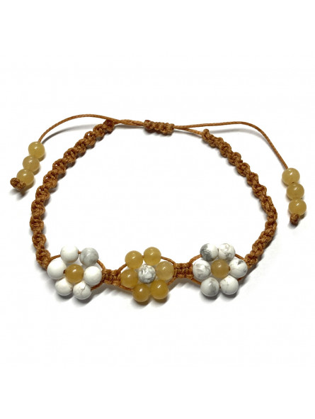 Bracelet Boules Macramé en Howlite & Aventurine Rouge