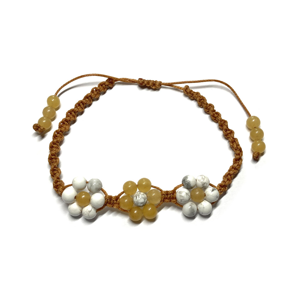 Bracelet Boules Macramé en Howlite & Aventurine Rouge