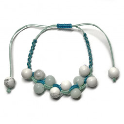 Bracelet Boules Macramé en Howlite & en Amazonite