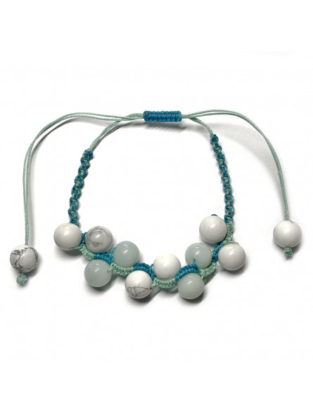 Bracelet Boules Macramé en Howlite & en Amazonite