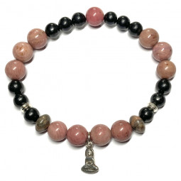 Bracelet Boules en Rhodonite & Shungite