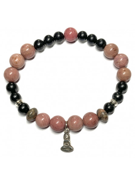 Bracelet Boules en Rhodonite & Shungite