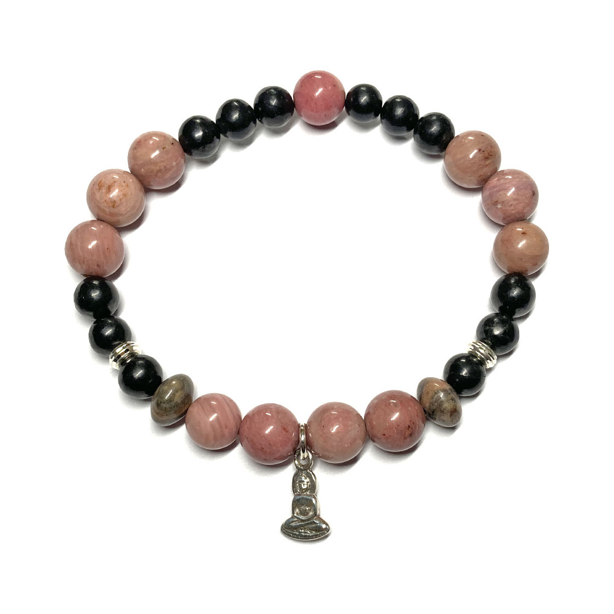 Bracelet Boules en Rhodonite & Shungite
