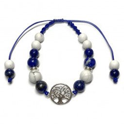 Bracelet Boules Macramé en Lapis Lazuli & Howlite