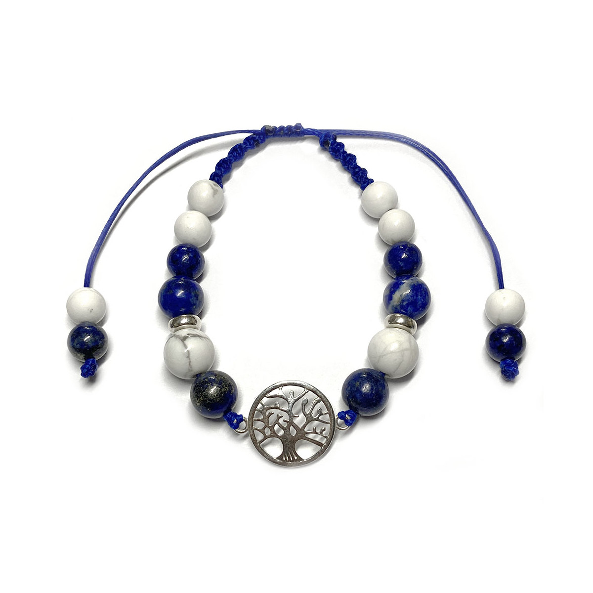 Bracelet Boules Macramé en Lapis Lazuli & Howlite