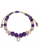 Bracelet Macramé et Boules en Améthyste & Quartz Rose