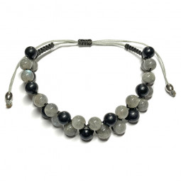 Bracelet Boules Macramé en Labradorite & Shungite