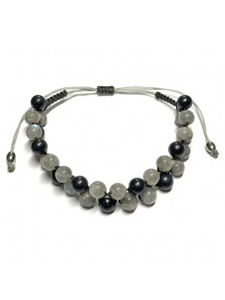 Bracelet Boules Macramé en Labradorite & Shungite