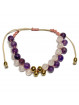 Bracelet Boules Macramé en Améthyste & en Quartz Rose