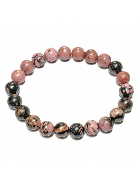 Bracelet en Rhodonite - Boules de 8 mm