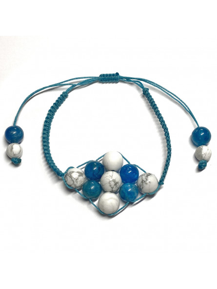 Bracelet Boules Macramé en Howlite & en Apatite