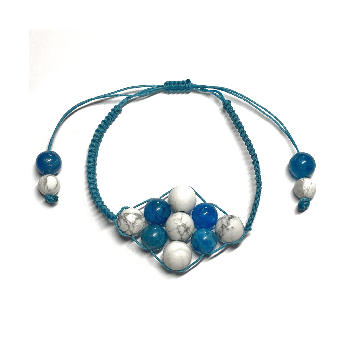 Bracelet Boules Macramé en Howlite & en Apatite