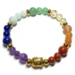 Bracelet Boules Création 7 Chakras & Bouddha doré