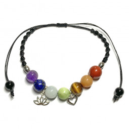Bracelet Boules Macramé 7 Chakras, Cœur & Lotus