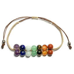 Bracelet Boules et Micro Macramé 7 Chakras