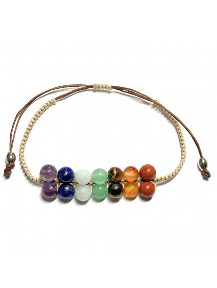 Bracelet Boules et Micro Macramé 7 Chakras