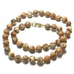 Collier en Jaspe Léopard - Boules de 8mm
