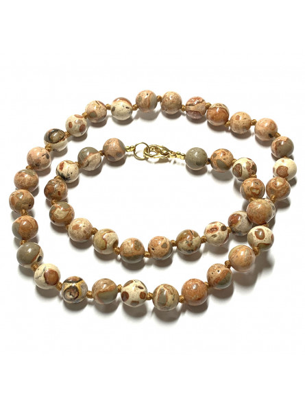 Collier en Jaspe Léopard - Boules de 8mm