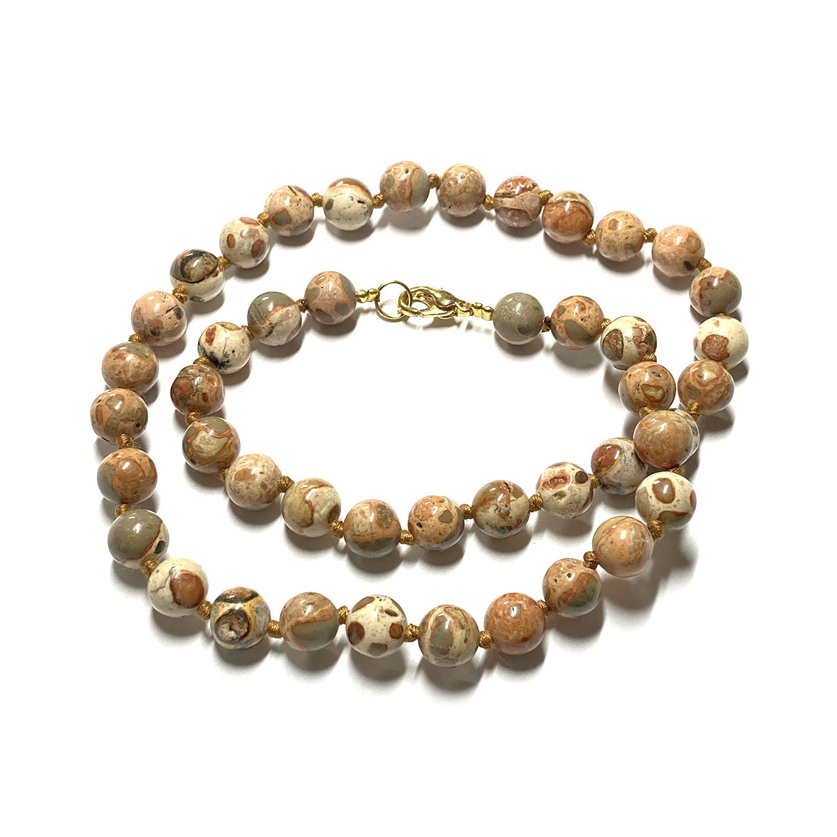 Collier en Jaspe Léopard - Boules de 8mm