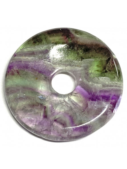 Pendentif en Fluorite Multicolore - Donut de 3 cm