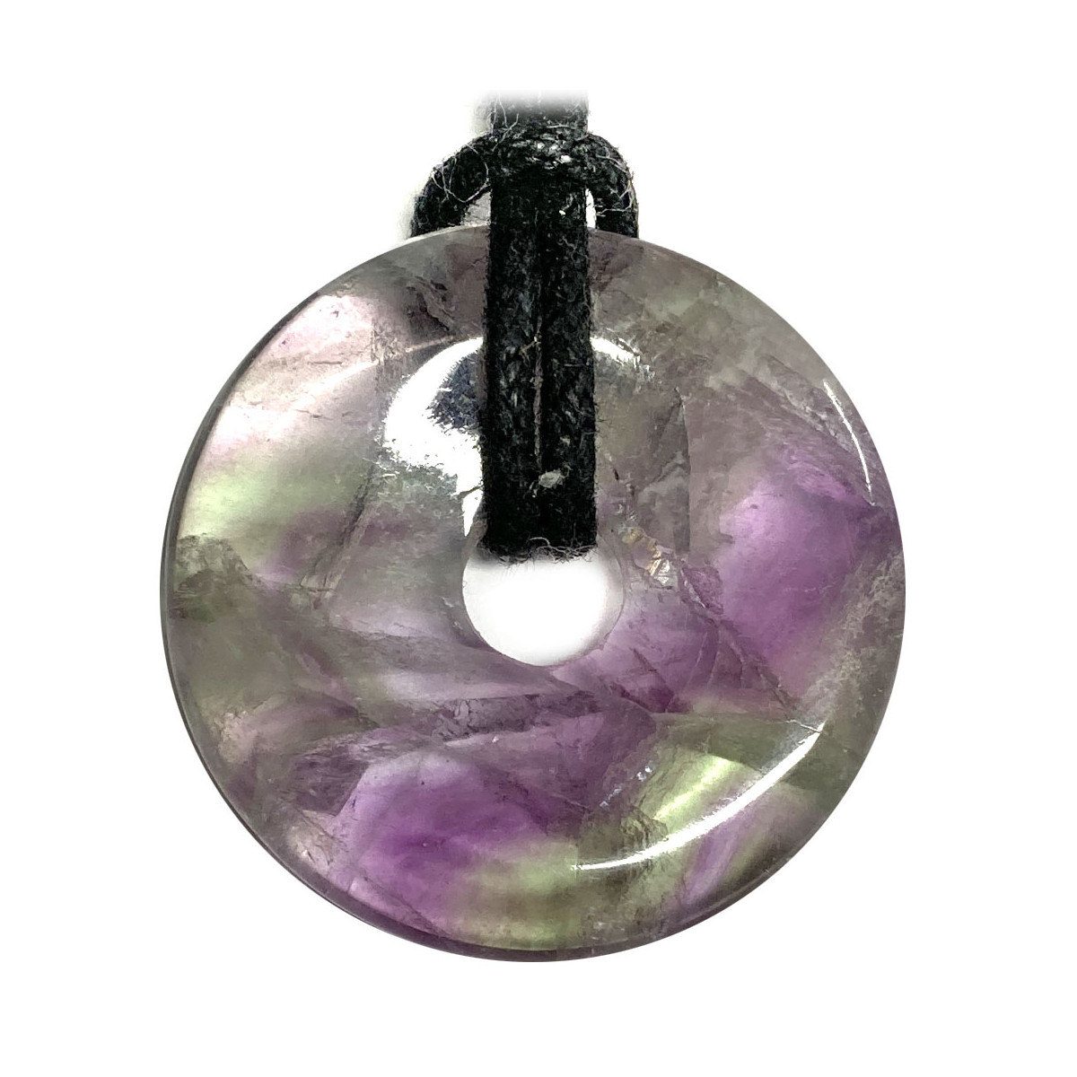 Pendentif en Fluorite Multicolore - Donut de 3 cm