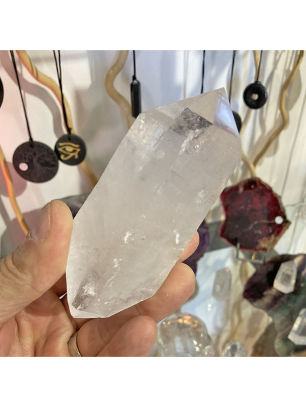 Pointe en Cristal de Roche Brute Biterminée - 285 Grammes