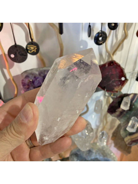 Pointe en Cristal de Roche Brute Biterminée - 285 Grammes