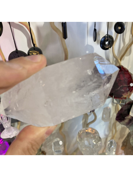 Pointe en Cristal de Roche Brute Biterminée - 285 Grammes