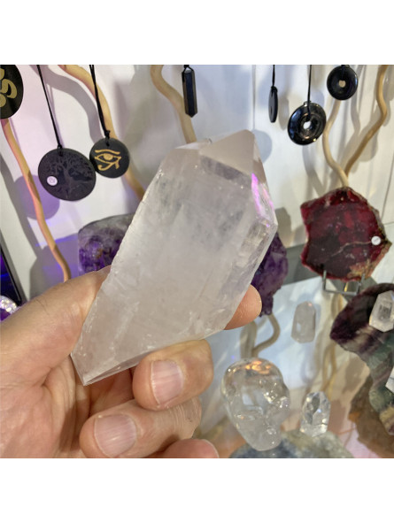 Pointe en Cristal de Roche Brute Biterminée - 285 Grammes