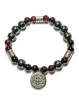 Bracelet Boules en Grenat & Hématite avec un Lotus