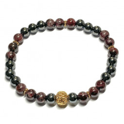 Bracelet Création Boules d'Hématite & et Boules de Grenat