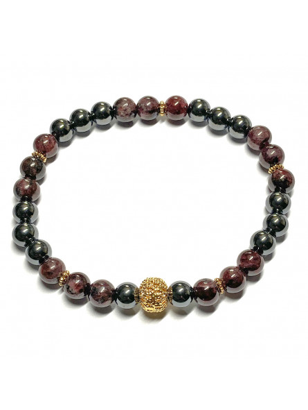 Bracelet Création Boules d'Hématite & et Boules de Grenat