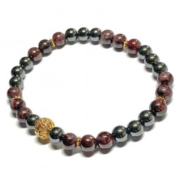 Bracelet Création Boules d'Hématite & et Boules de Grenat