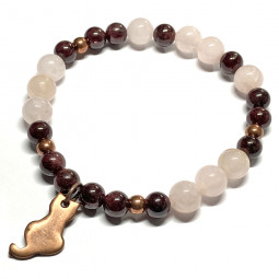 Bracelet Boules en Quartz Rose & Grenat