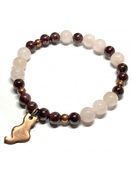 Bracelet Boules en Quartz Rose & Grenat
