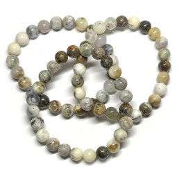 Bracelet en Agate Dendrite - Boules de 8mm