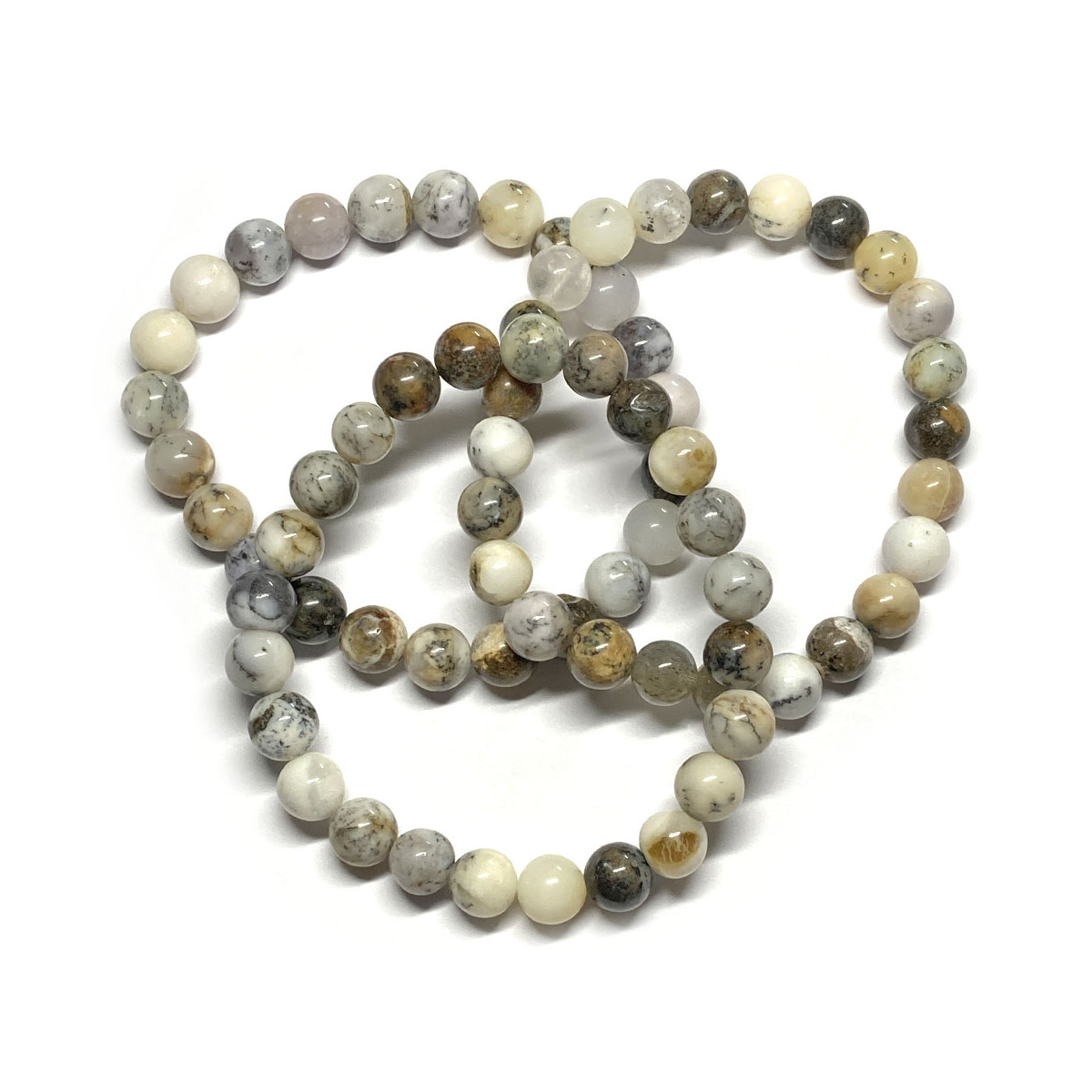 Bracelet en Agate Dendrite - Boules de 8mm