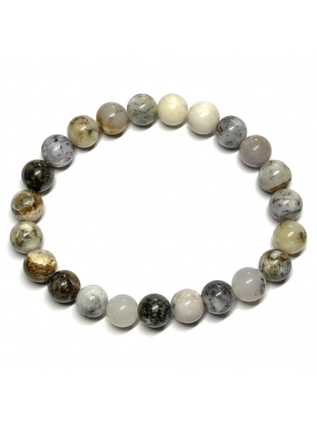 Bracelet en Agate Dendrite - Boules de 8mm