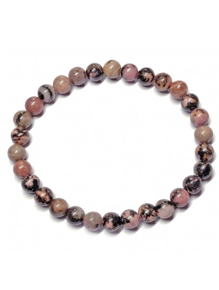 Bracelet en Rhodonite à l'unité - Boules de 6mm