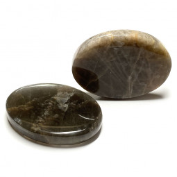 Galet Plat de Pierre de Lune Noire pour Chakra