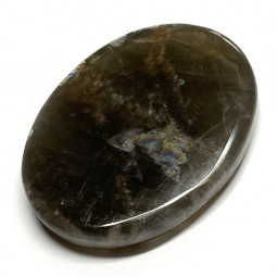 Galet Plat de Pierre de Lune Noire pour Chakra