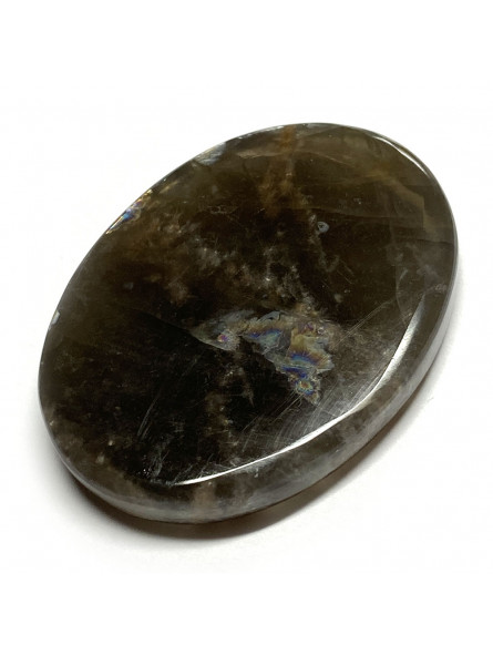 Galet Plat de Pierre de Lune Noire pour Chakra