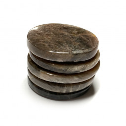 Galet Plat de Pierre de Lune Noire pour Chakra