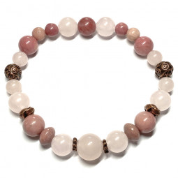 Bracelet boules Création en Rhodonite & en Quartz Rose