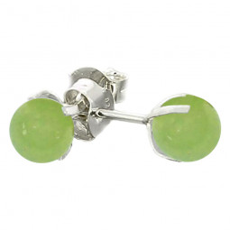 Boucles d'Oreilles en Chrysoprase & Argent - Style Puces