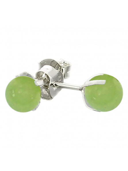 Boucles d'Oreilles en Chrysoprase & Argent - Style Puces